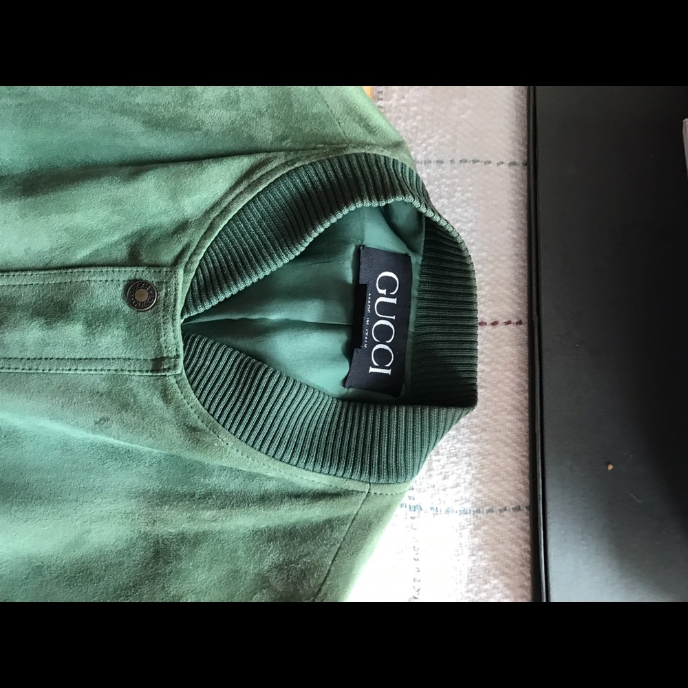 GUCCI suede jacket with zippers and snaps.